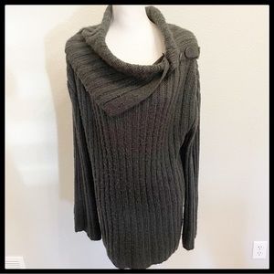 Women's Nine West Jeans Gray Long Cowl Neck Sweater Size XL